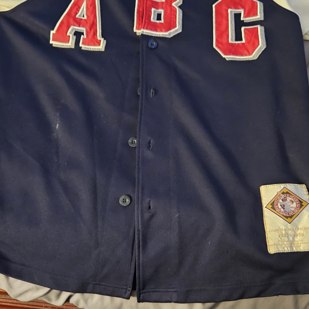 Navy Baseball Jersey with Red Letters
